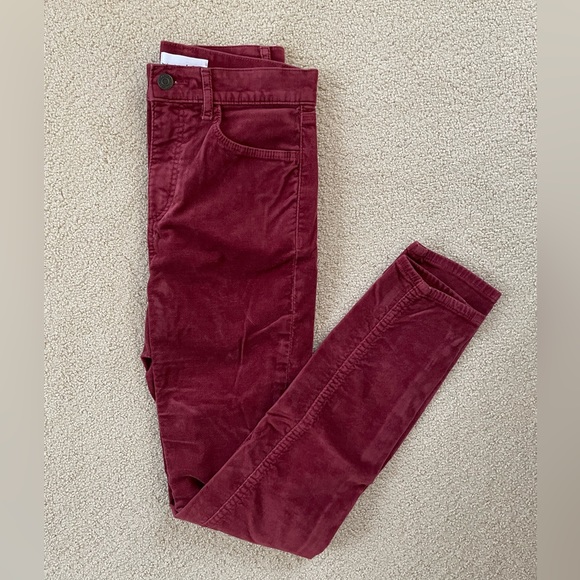 LOFT Velvet Skinny Pants in Rich Bordeaux - size 25 / 0 - Picture 1 of 6